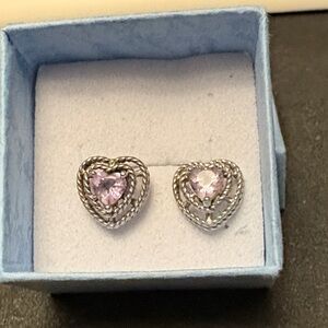 Sterling Silver and Heart Earrings with Amethyst Stone
